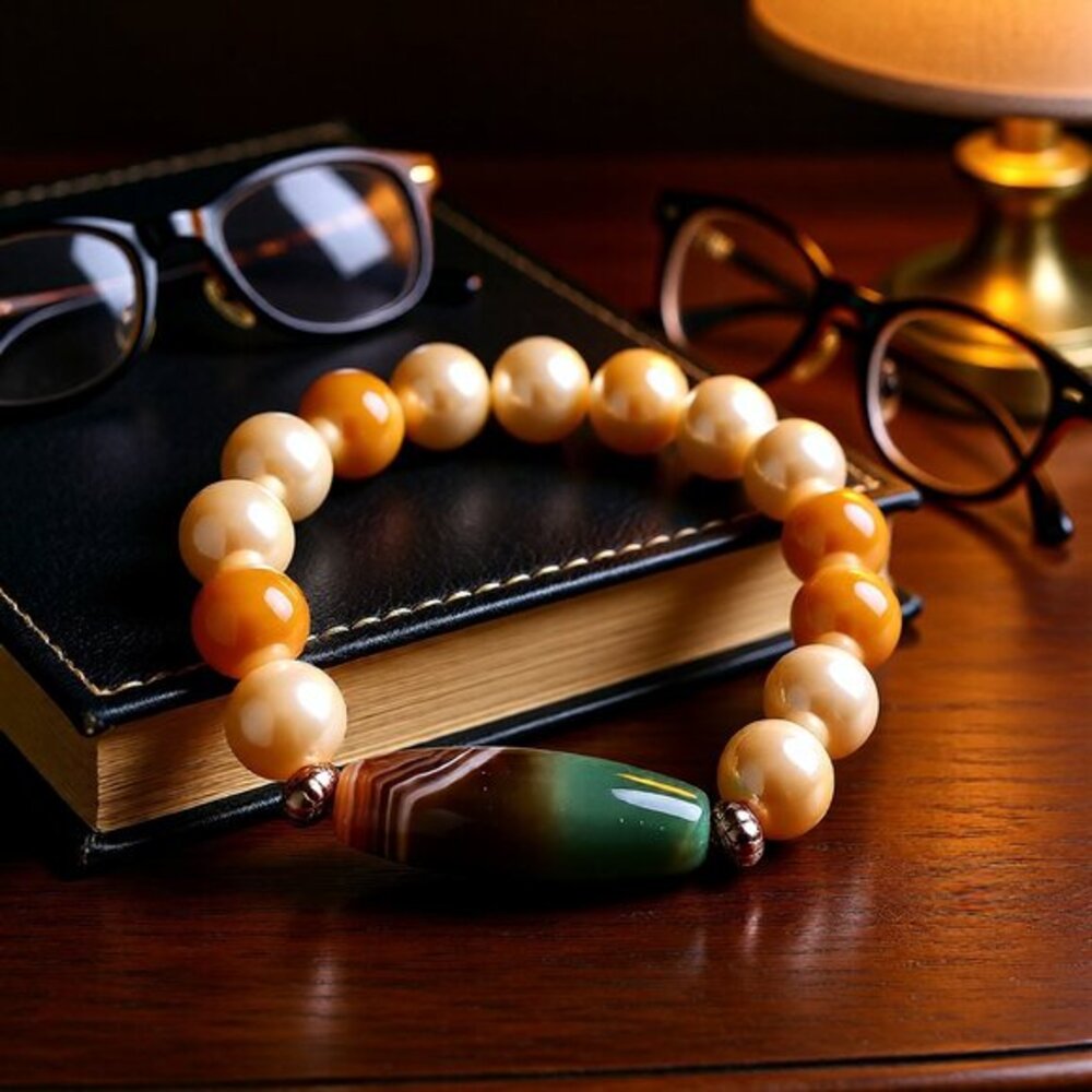 Handmade & Unique: Chunky Beaded Bracelet - Nature Harmony Colors - 6.75" Wrist